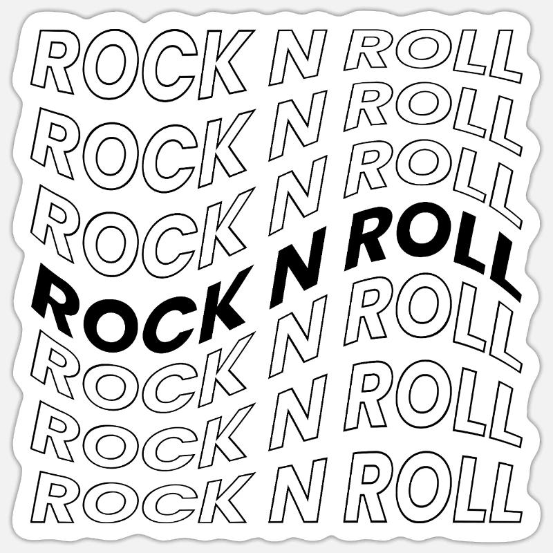 Rock n Roll - Sticker taille S (10 x 10 cm) - blanc mat