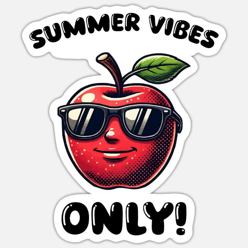 apfel cool - Sticker Größe S (10 x 10 cm) - Mattweiß