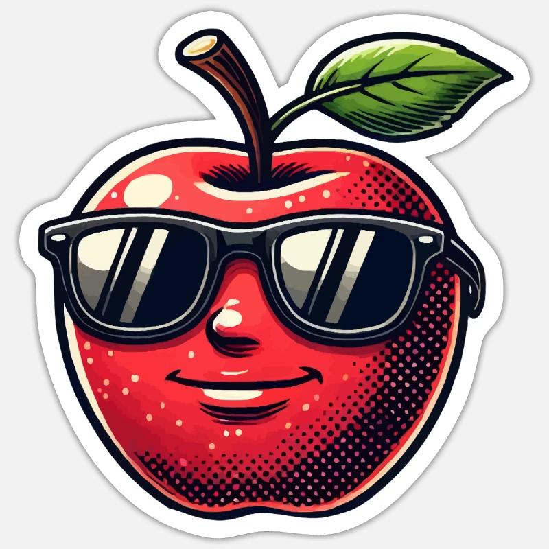 pomme - Sticker taille S (10 x 10 cm) - blanc mat