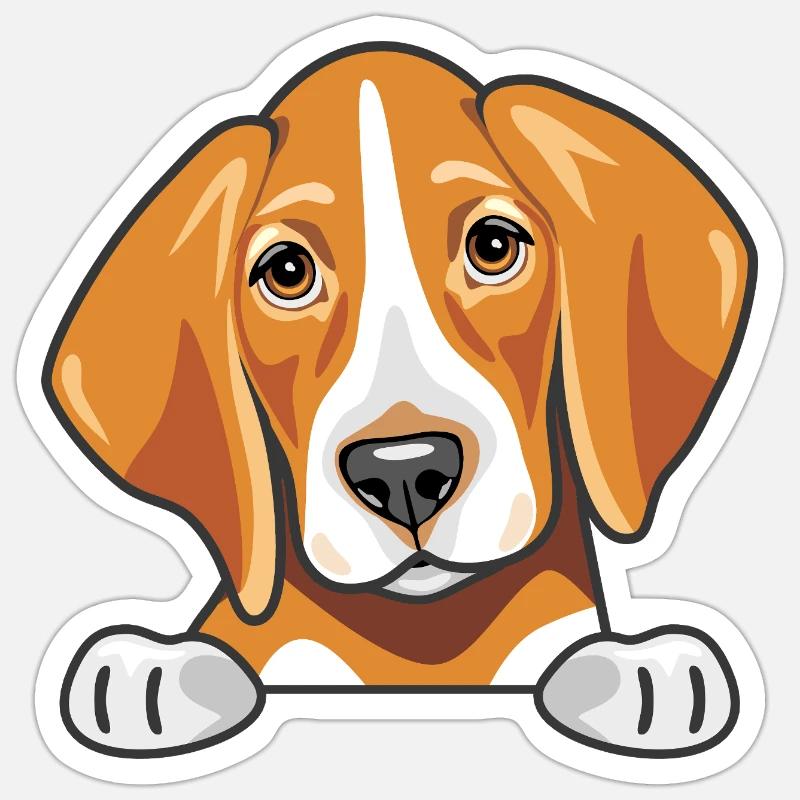 Coup d’œil mignon foxhound triste - Sticker taille S (10 x 10 cm) - blanc mat