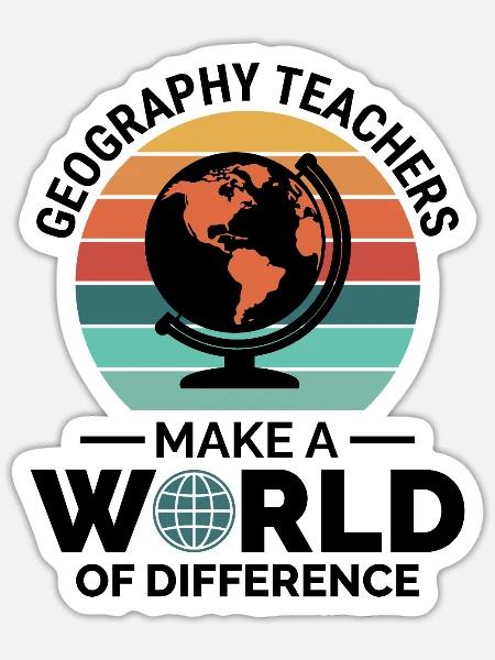 Geographielehrer Globus Weltunterschied - Sticker Größe S (10 x 10 cm) - Mattweiß