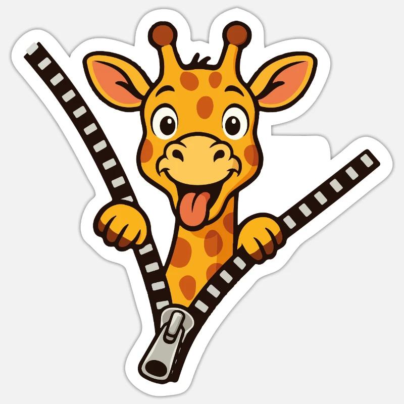 Freche Giraffe - Sticker Größe S (10 x 10 cm) - Mattweiß