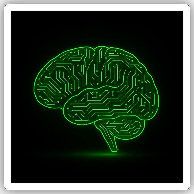 NeonTech Brain Geist trifft Schaltkreis Sticker Größe S (10 x 10 cm)