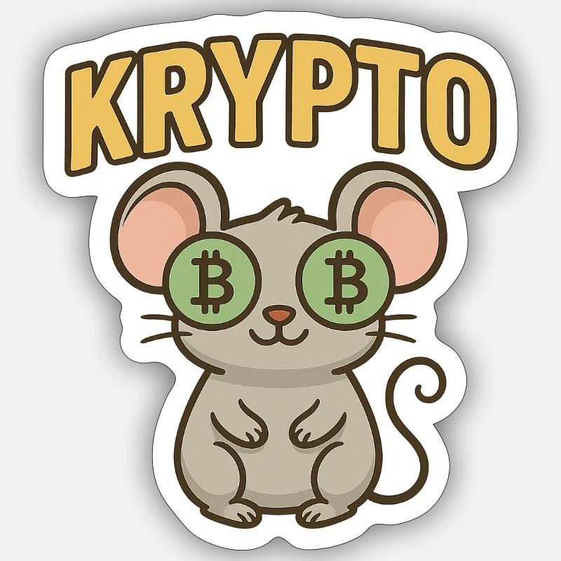 Krypto Maus - Sticker Größe S (10 x 10 cm) - Mattweiß