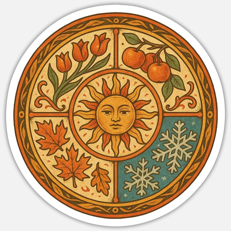 Saisons du millésime - Sticker taille S (10 x 10 cm) - blanc mat