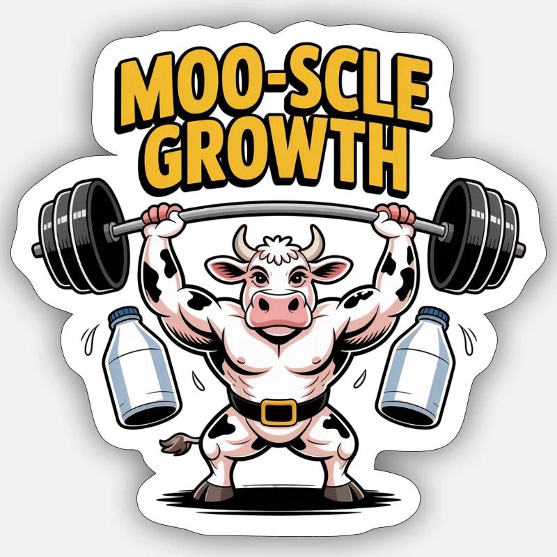 Croissance de Moo-scle - Sticker taille S (10 x 10 cm) - blanc mat