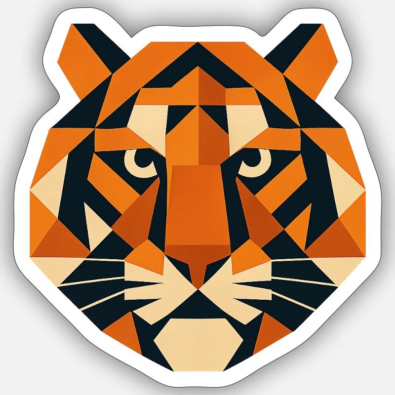 Polygon Tiger - Sticker Größe S (10 x 10 cm) - Mattweiß