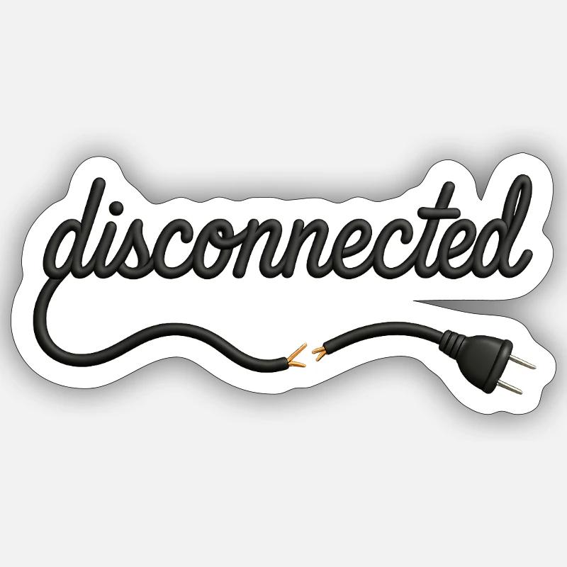 Disconnected – cable font with disconnected plug Sticker size S (10 x 10 cm)