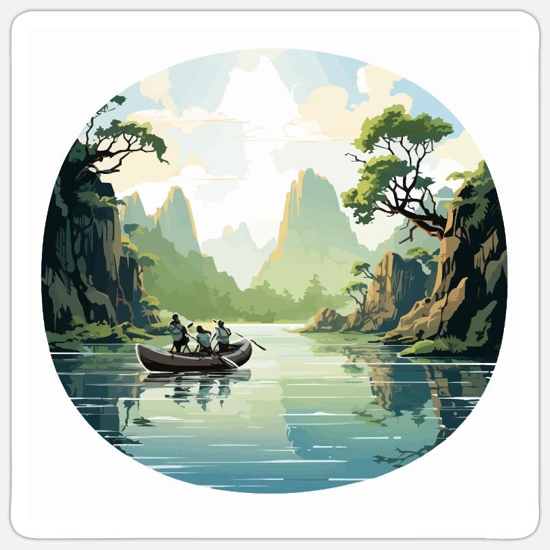 Die Flusswanderer - Sticker Größe S (10 x 10 cm) - Mattweiß