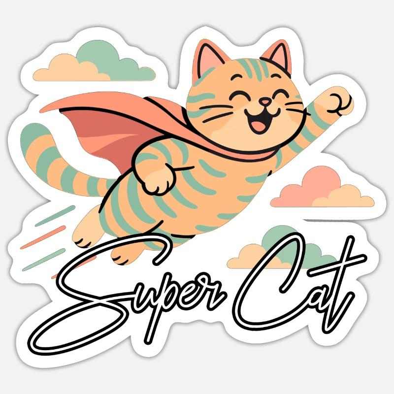 Super Katze Britisch Kurzhaar getigert Geschenk Sticker Größe S (10 x 10 cm)