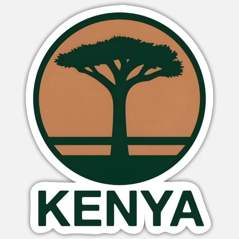Kenya Tree Round - Sticker size S (10 x 10 cm) - white matte