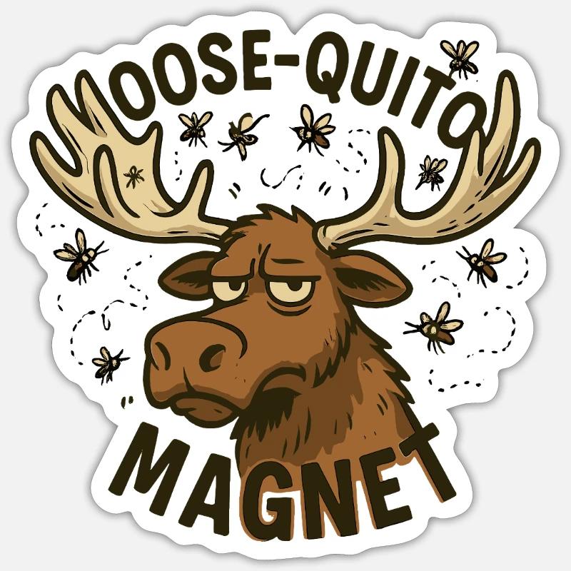 Conception d’aimant Moose Quittin - Sticker taille S (10 x 10 cm) - blanc mat