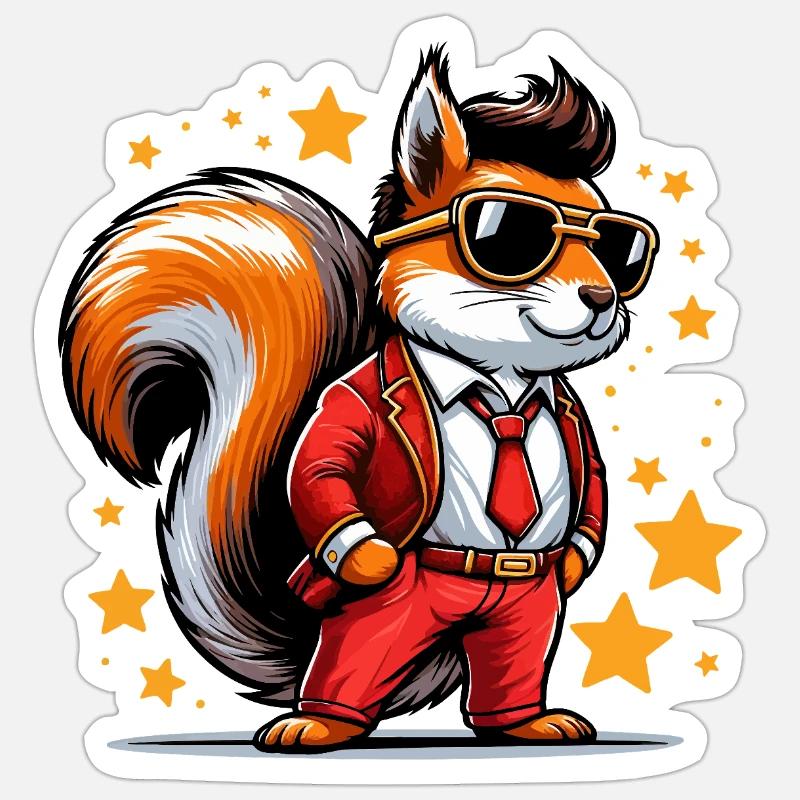 Superstar Eichhörnchen - Sticker Größe S (10 x 10 cm) - Mattweiß