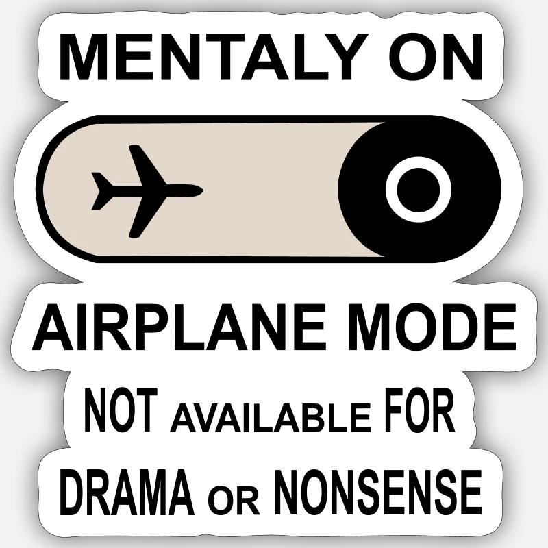 Mental im Flugzeugmodus - Sticker Größe S (10 x 10 cm) - Mattweiß