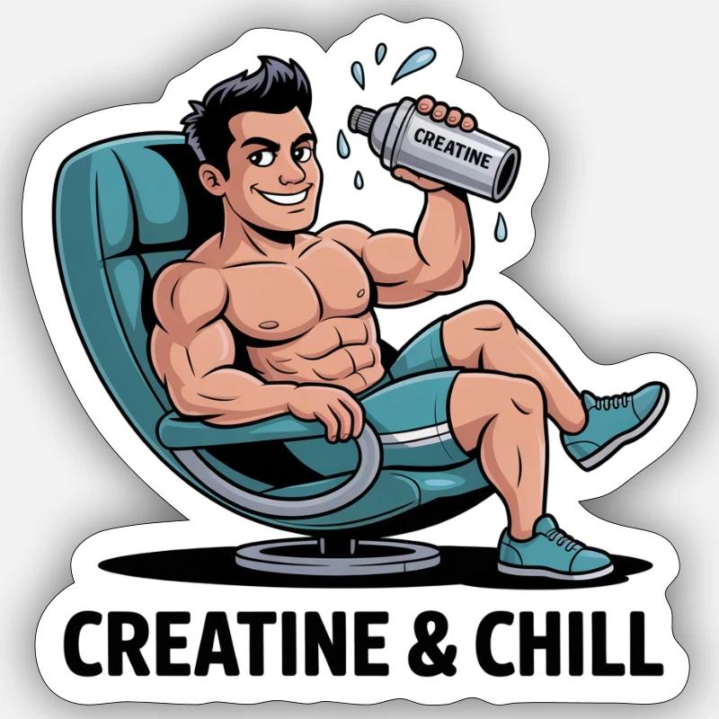 Creatine & Chill - Sticker Größe S (10 x 10 cm) - Mattweiß
