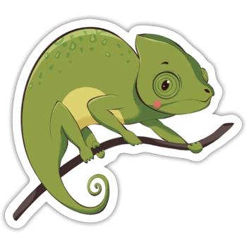 Chamäleon - Sticker Größe S (10 x 10 cm) - Mattweiß - Vorne