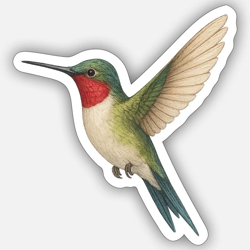 Ruby-throated hummingbird – nature meets elegance Sticker size S (10 x 10 cm)