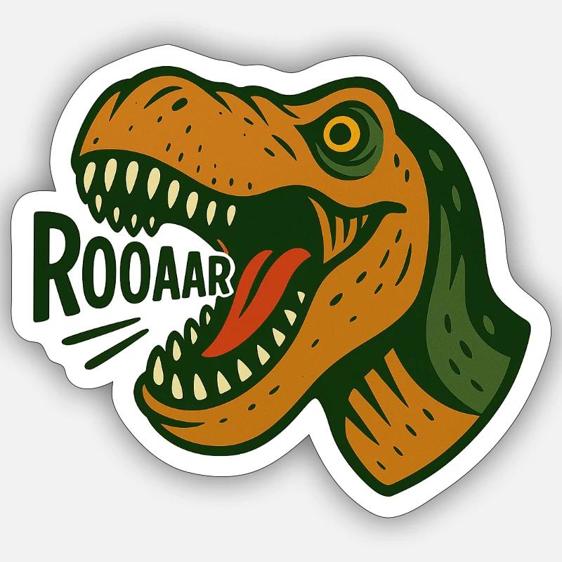 T-Rex head with loud roar - Sticker size S (10 x 10 cm) - white matte