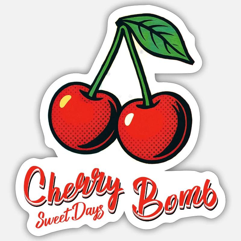 Kirsch-Mädchen - Sticker Größe S (10 x 10 cm) - Mattweiß