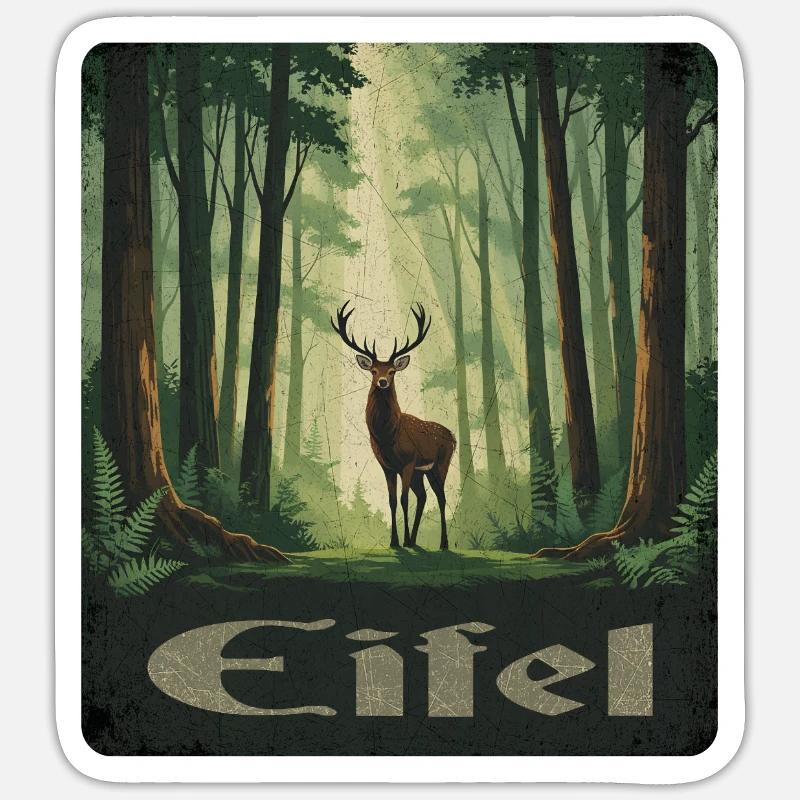 Eifel mit Hirsch Sticker Größe S (10 x 10 cm)