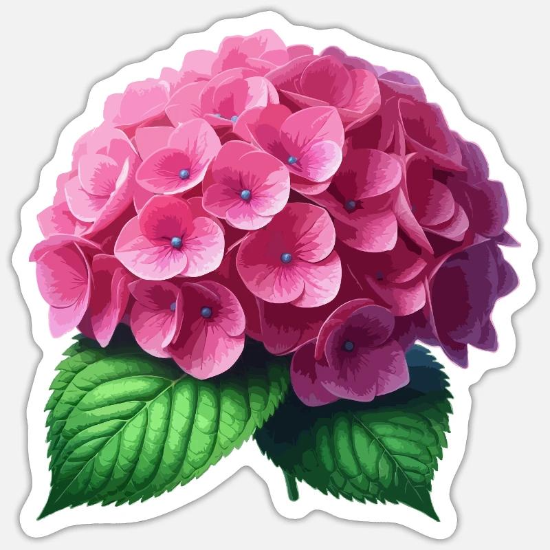 Hydrangea pink - Sticker size S (10 x 10 cm) - white matte