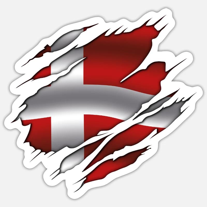 Drapeau du Danemark - Danemark - Drapeau déchiré Sticker taille S (10 x 10 cm)