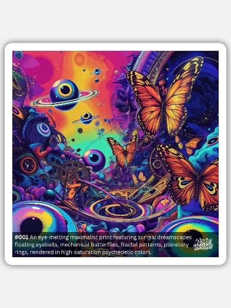 Psychedelic Dreamscape #001 - Sticker Größe S (10 x 10 cm) - Mattweiß