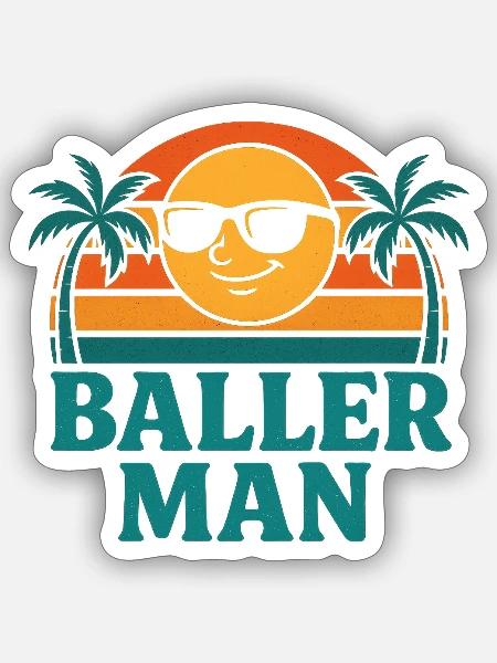 BALLERMAN - Sticker Größe S (10 x 10 cm) - Mattweiß