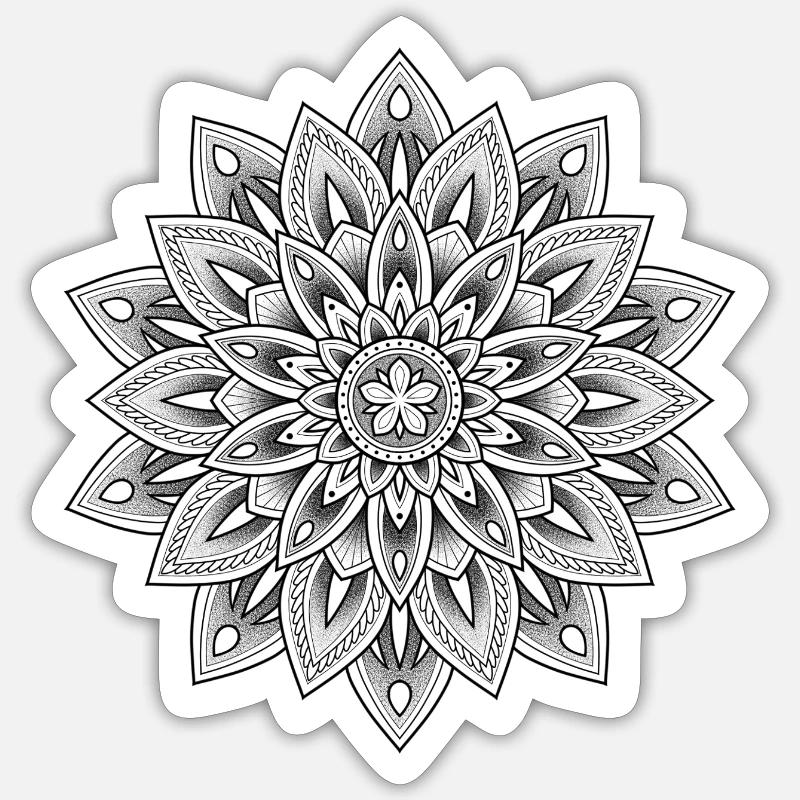 Mandala by Owan - Sticker size S (10 x 10 cm) - white matte