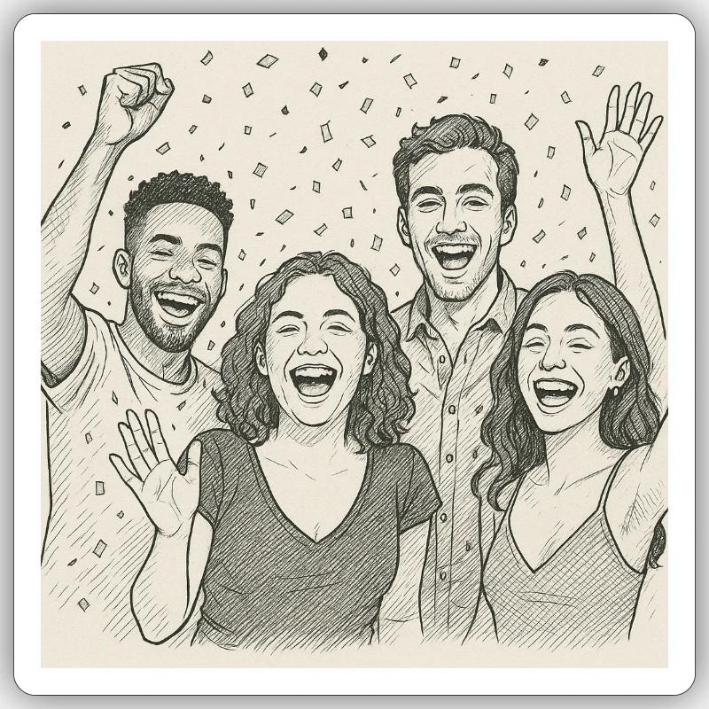 Abend mit Freunden - Sticker Größe S (10 x 10 cm) - Mattweiß