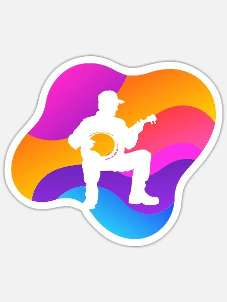 Banjo Dixieland - Sticker Größe S (10 x 10 cm) - Mattweiß