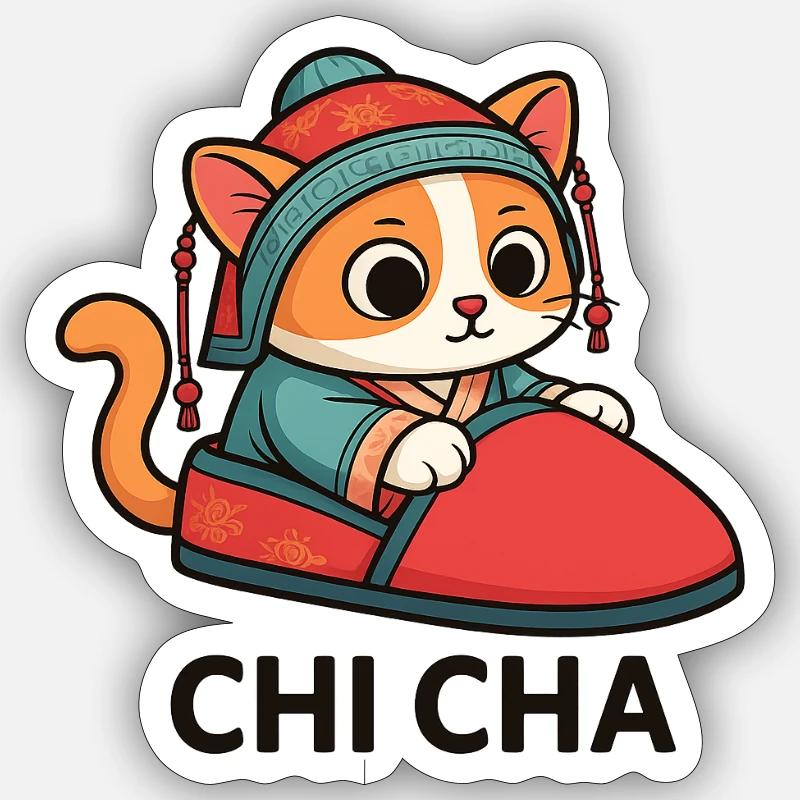 Chatpelle #2 - Chi Cha - Sticker taille S (10 x 10 cm) - blanc mat
