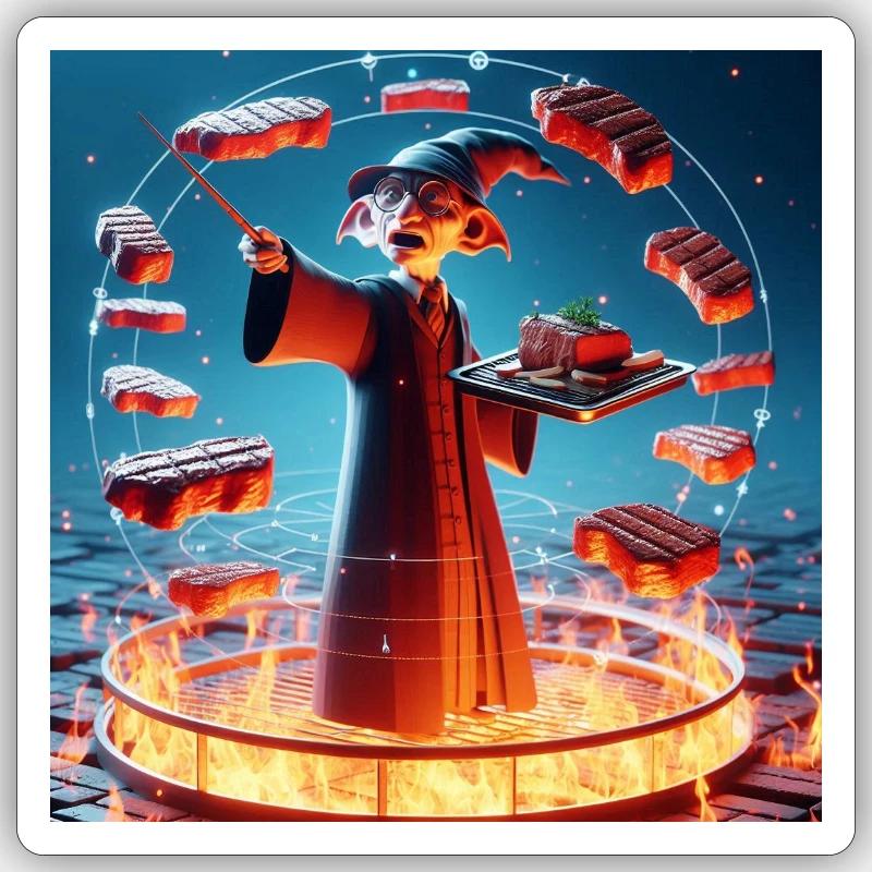 Magic BBQ Spell Fun Summer Design Sticker size S (10 x 10 cm)