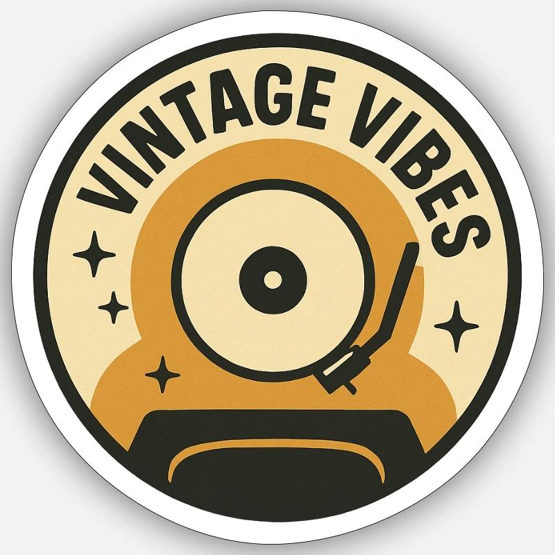 60s record player Sticker size S (10 x 10 cm)
