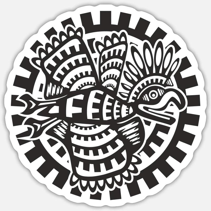 aigle aztèque - Sticker taille S (10 x 10 cm) - blanc mat