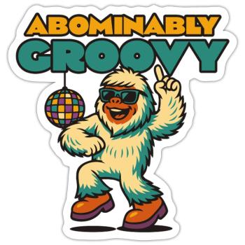 Groovy Disco Yeti - Sticker Größe S (10 x 10 cm) - Mattweiß - Vorne
