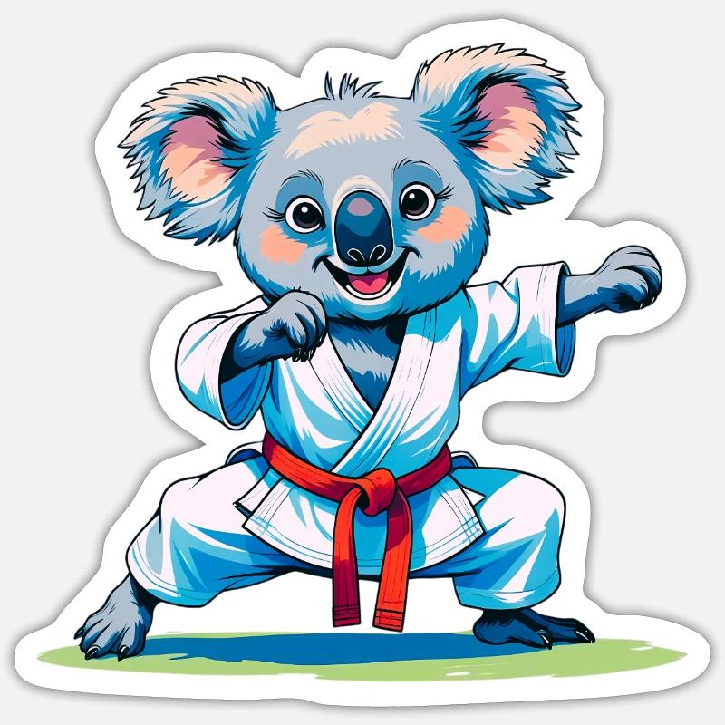 koala doing karate - Sticker size S (10 x 10 cm) - white matte