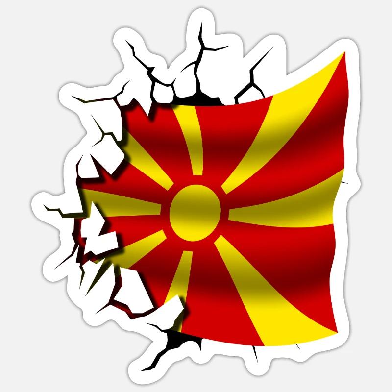 Drapeau de la Macédoine - Macédoine - Drapeau brisé Sticker taille S (10 x 10 cm)