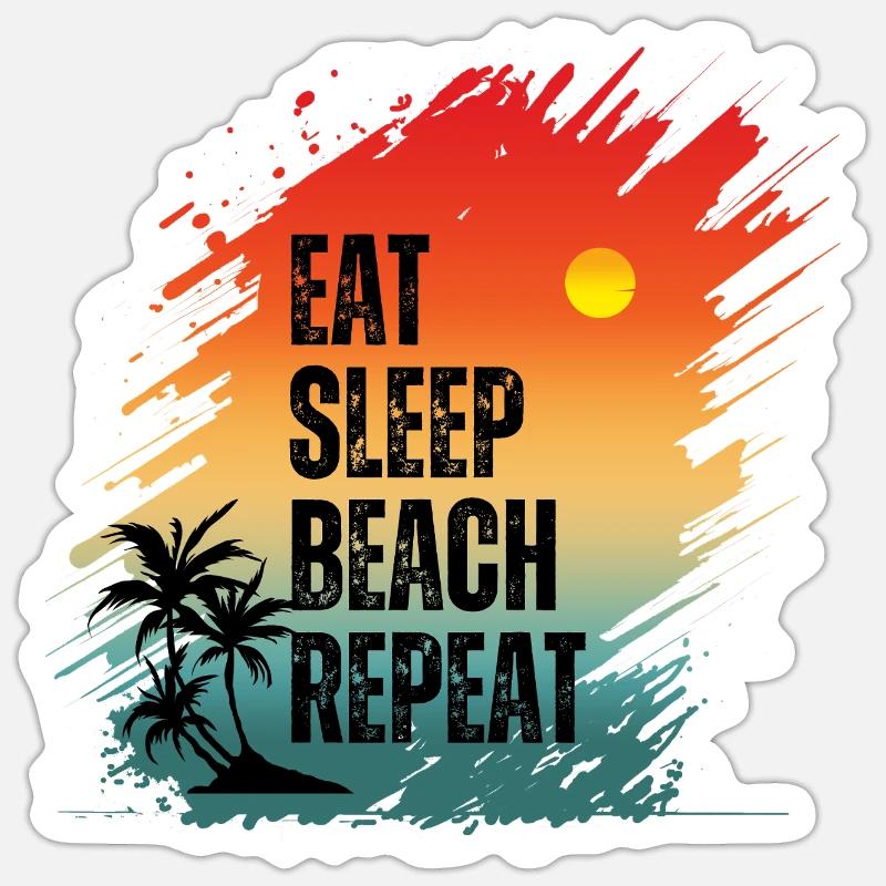 MANGER DORMIR PLAGE RÉPÉTER - Sticker taille S (10 x 10 cm) - blanc mat