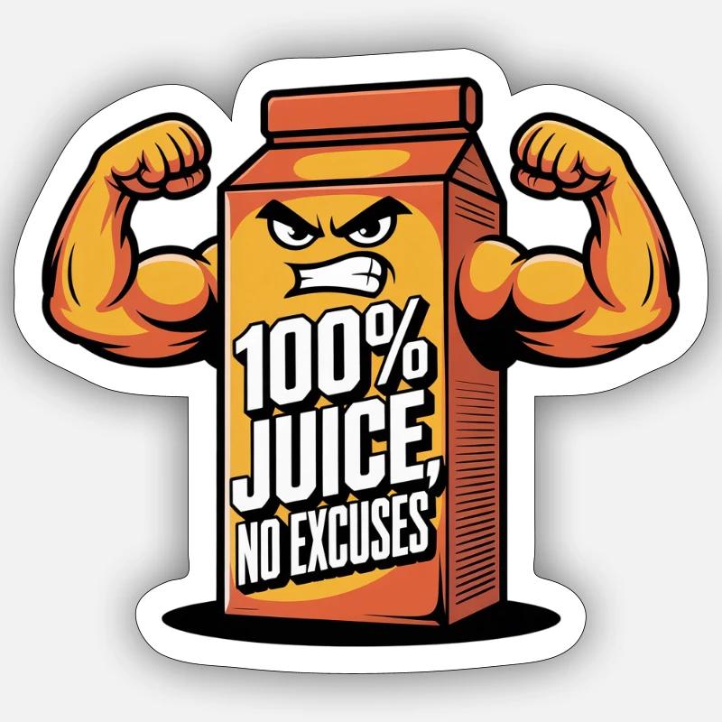 100% Juice, No Excuses - Sticker Größe S (10 x 10 cm) - Mattweiß
