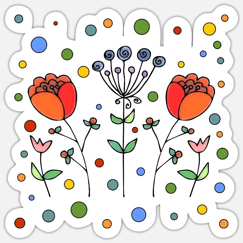 Fleur - Sticker taille S (10 x 10 cm) - blanc mat