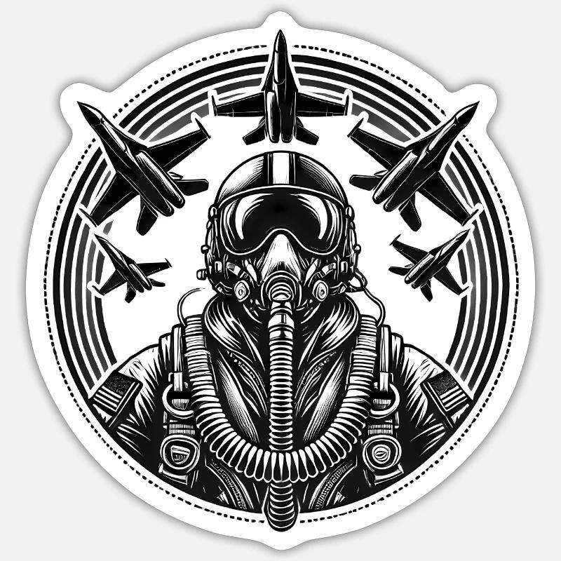Jet Pilot – Air Force - Sticker Größe S (10 x 10 cm) - Mattweiß