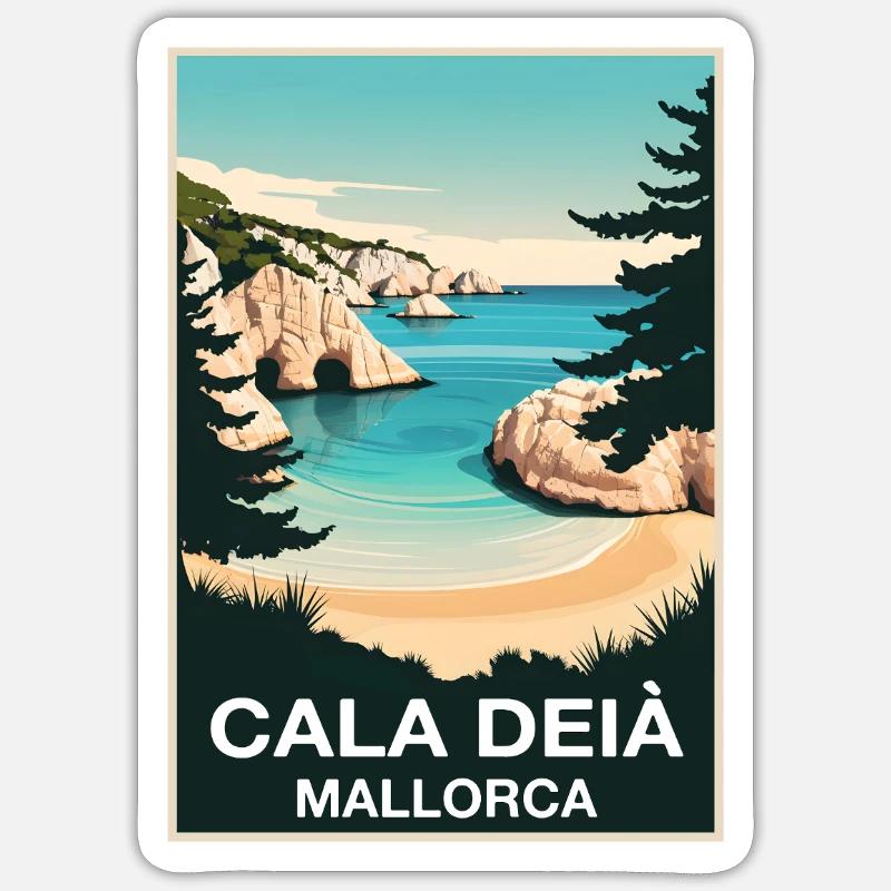 Cala Deia Mallorca - Sticker size S (10 x 10 cm) - white matte