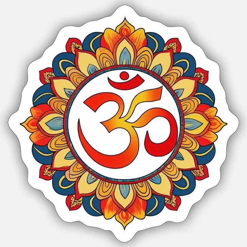 OM Mandala - Sticker Größe S (10 x 10 cm) - Mattweiß