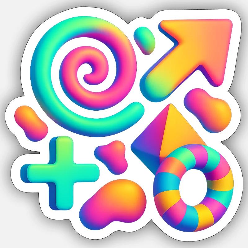 Neon Dreams – 3D Abstract Shapes Explosion Sticker size S (10 x 10 cm)
