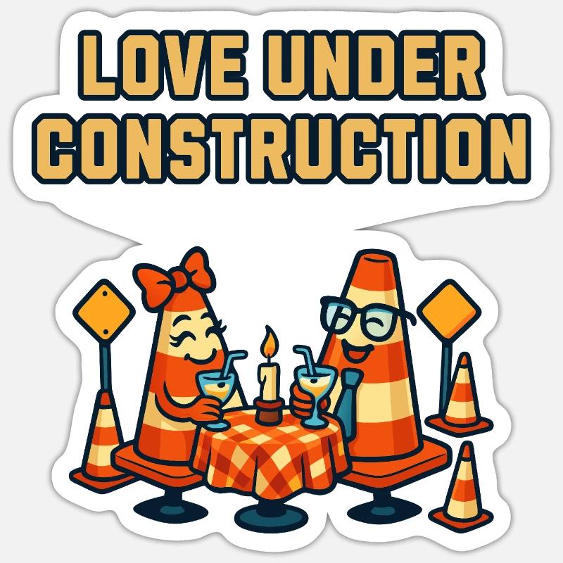 Love under construction: Traffic cones - Sticker size S (10 x 10 cm) - white matte