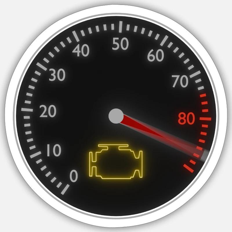 Overrevved, check engine light on. Sticker size S (10 x 10 cm)