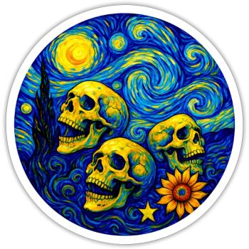 Van Gogh Skull - Sticker size S (10 x 10 cm) - white matte - Front