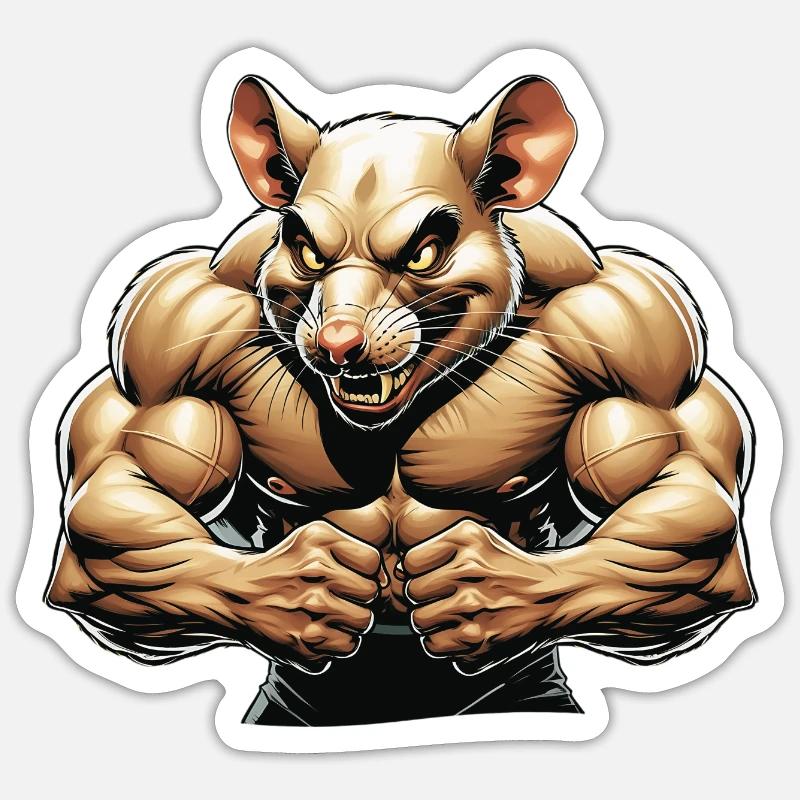 Fierce Anthropomorphic Rodent Illustration - Sticker size S (10 x 10 cm) - white matte