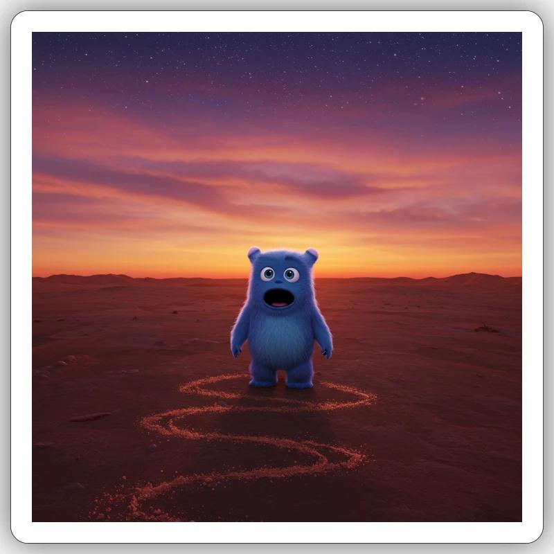 Monstres de l’espace au coucher du soleil Sticker taille S (10 x 10 cm)